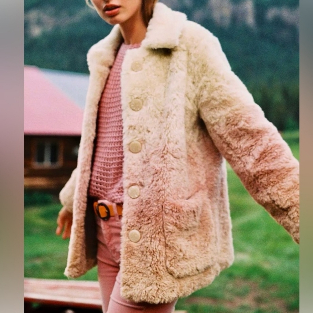 ANTHROPOLOGIE FAUX FUR COAT .